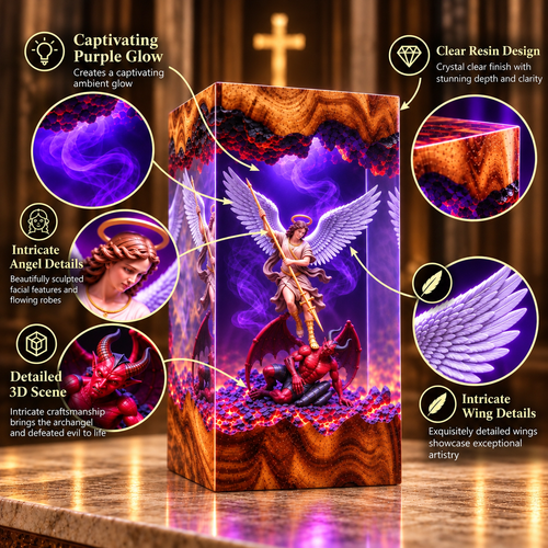 Archangel Michael Defeating Evil Resin Light