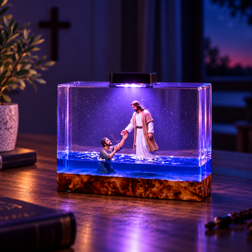 Jesus Saves Peter Resin Light