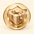 FAITH & LIGHT Shipping Protection gold parcel and shield badge
